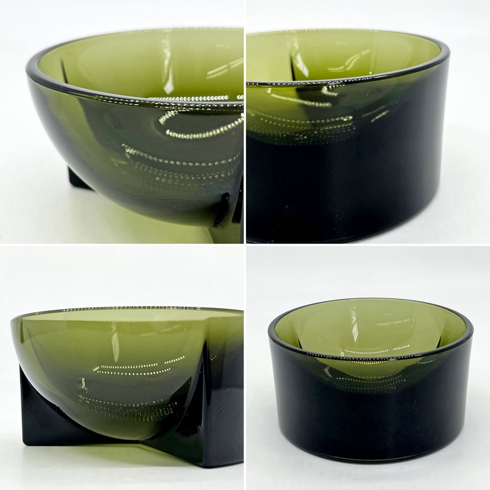 イッタラ iittala クル Kuru ガラスボウル 小物入れ Φ12cm モスグリーン フィリップ・マルイン フィンランド 北欧雑貨 ●
