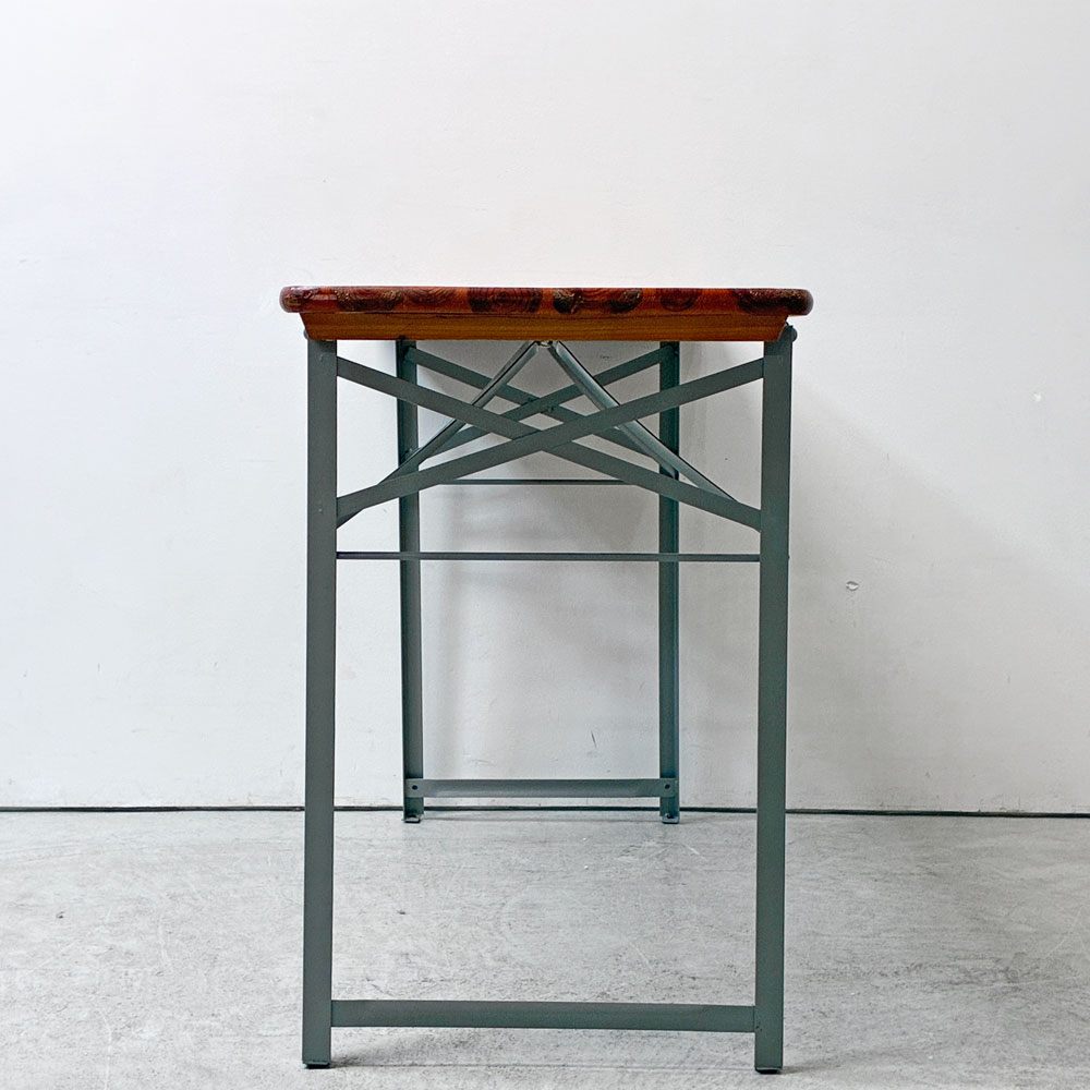 ダルトン DULTON ビアテーブル BEER TABLE 130 SILVER フォールディングテーブル モミ材天板 スチール脚 折りたたみ インダストリアル 廃番モデル 定価￥15,180- ●