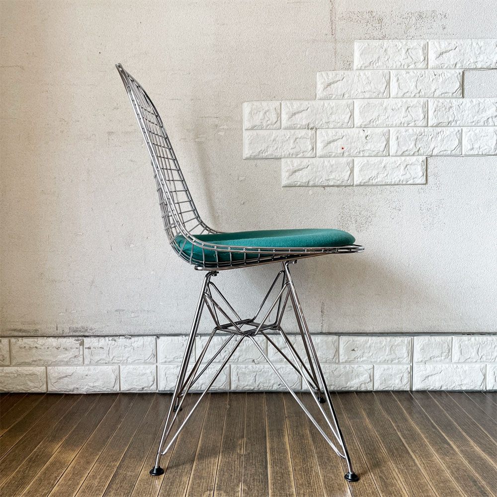 ヴィトラ vitra ワイヤーチェア Eames Wire Chair DKR5 エッフェルベース シートパッド付 ファブリック グリーン系 C&R イームズ ミッドセンチュリー ◎