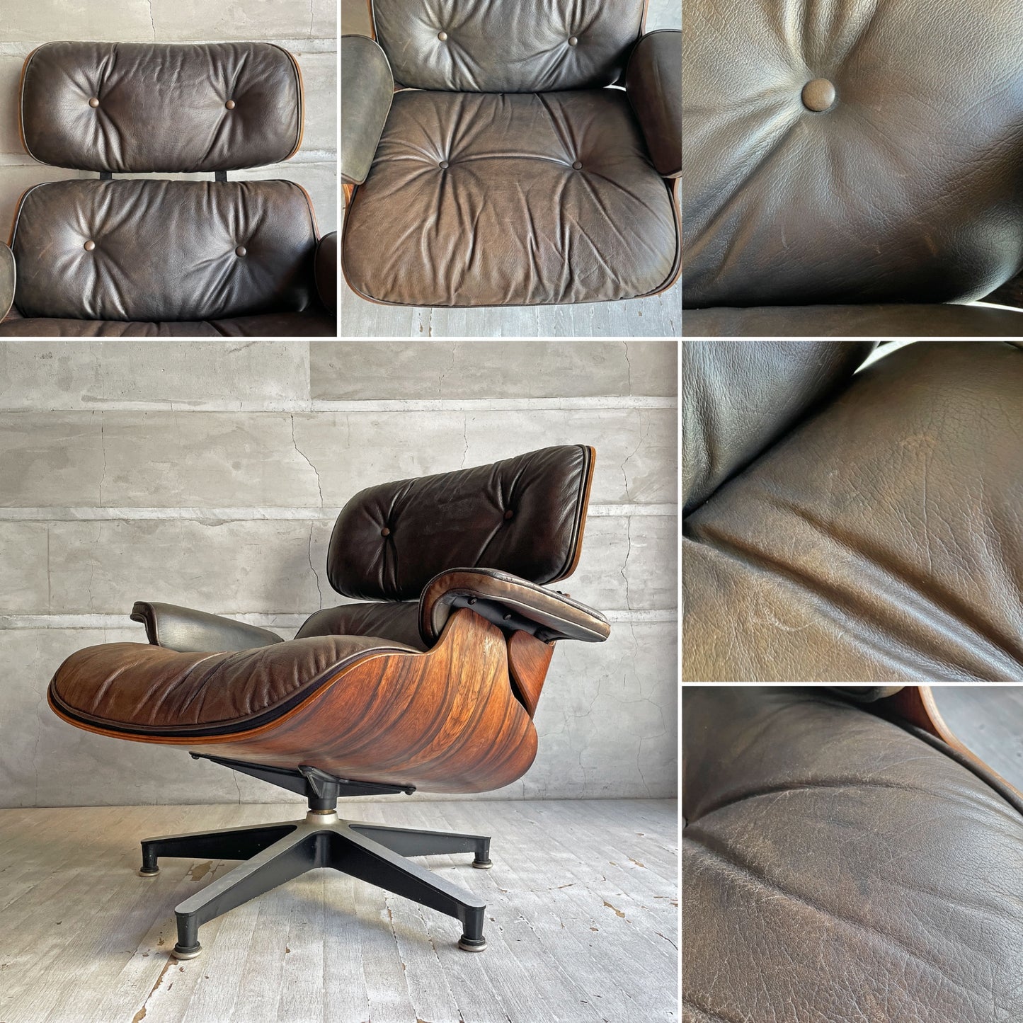 ハーマンミラー Herman Miller ビンテージ イームズラウンジチェア＆オットマン ブラジリアンローズウッド レザー 本革 C&Rイームズ ミッドセンチュリー 希少 ♪
