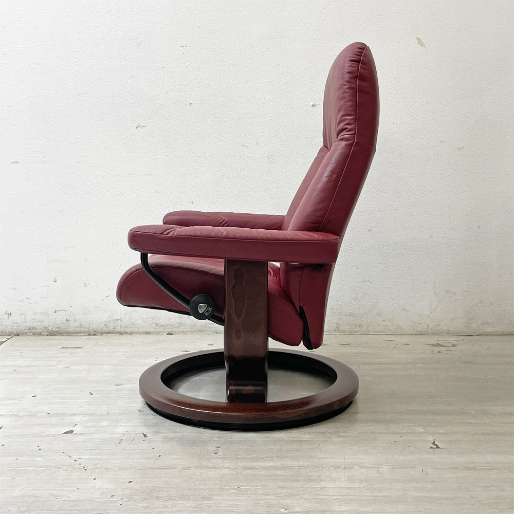 エコーネス EKORNES コンサル Consul ストレスレスチェア stressless リクライニングチェア オットマン付き クラシック レザー Mサイズ 2017年製 B ●