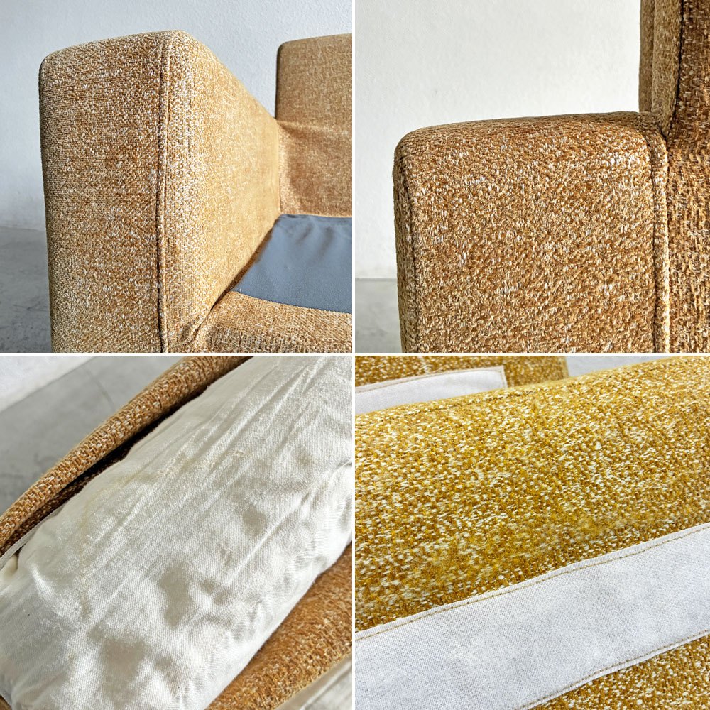 モモナチュラル MOMO Natural パトル PATORU SOFA W CUSHION 2人掛けソファ カバーリングファブリック イエロー系 オーク材脚 W155cm 定価￥117,000-以上 〓