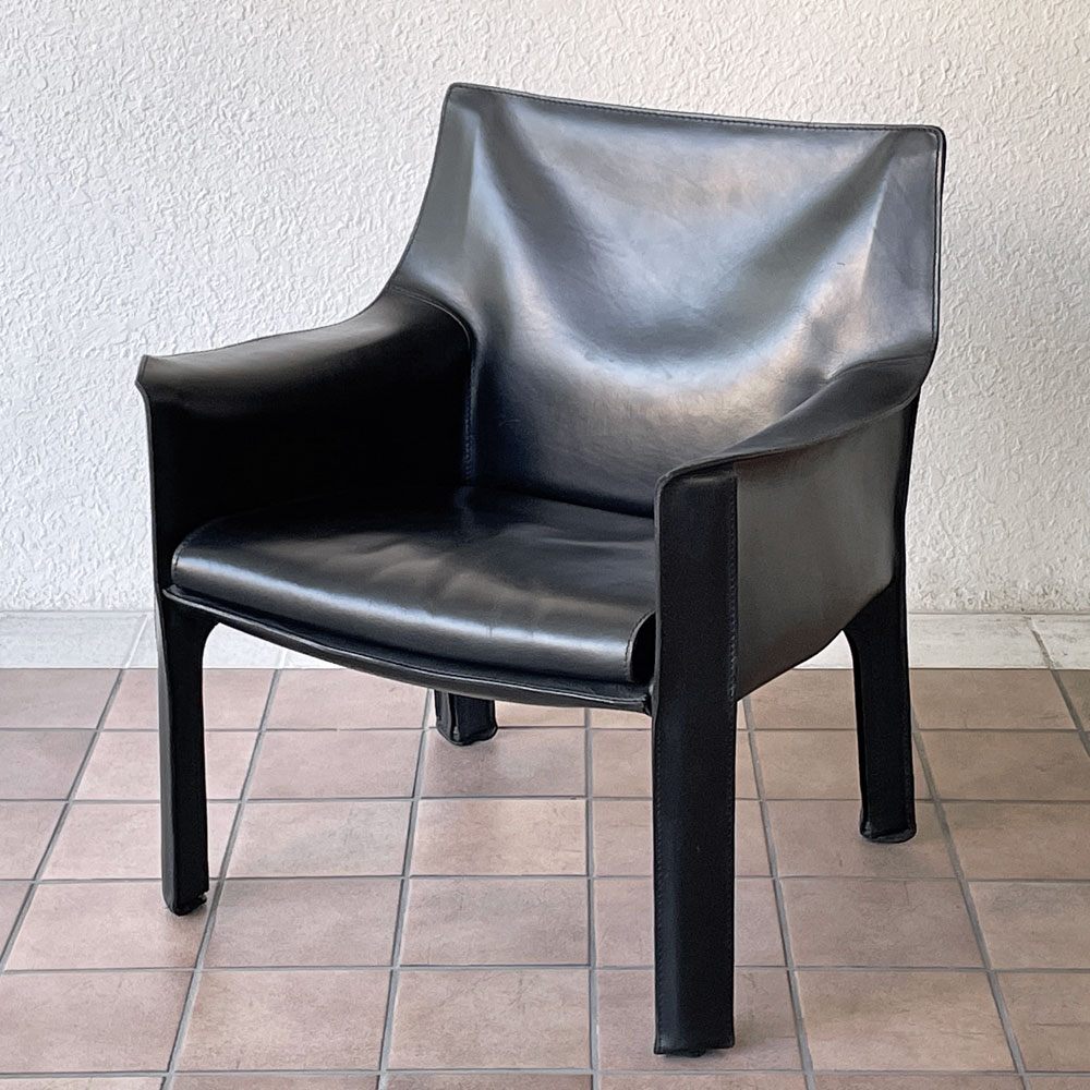 カッシーナ Cassina 414 CAB ラウンジチェア アームチェア 1シーター キャブチェア 本革 マリオ・ベリーニ 参考価格約65万 ◇