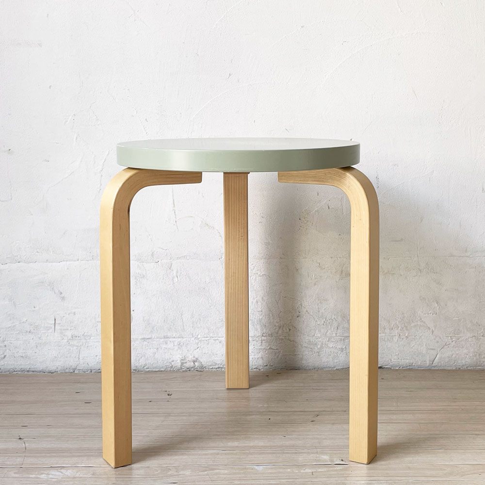 アルテック artek スツール60 Stool60 グリーンラッカー 3本脚 Lレッグ アルヴァ・アアルト スタッキング 北欧家具 定価￥46,200- ★