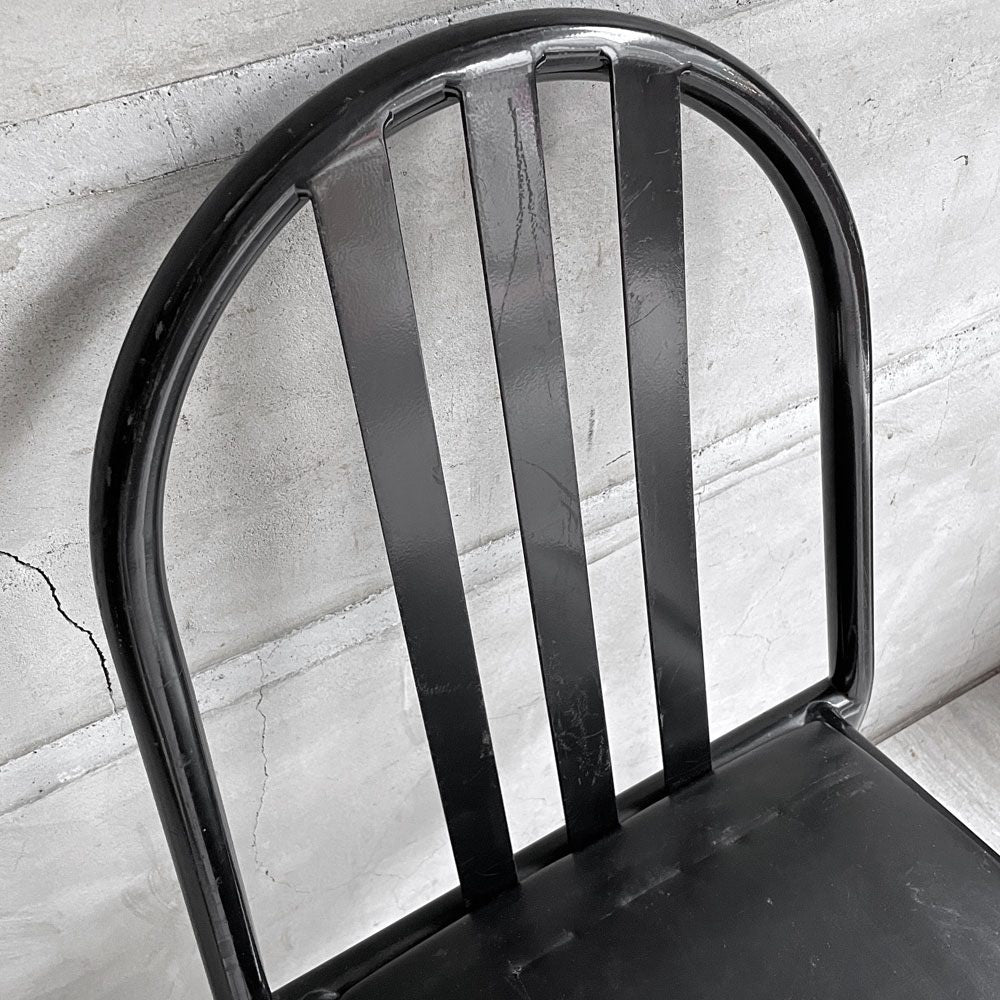 フランスビンテージ French Vintage ステヴァンチェア Stevens Chair モデルC Model C ブラック レザー クッションシート ロベール・マレ＝ステヴァンス 刻印有 B ♪