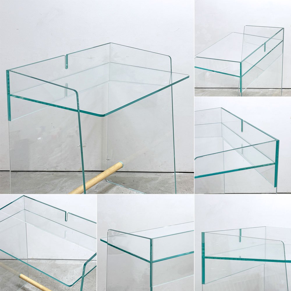 グラスイタリア GLAS ITALIA ピランデッロ Pirandello ガラス デスク W80cm ジャスパー・モリソン イタリアモダン 現状品 〓