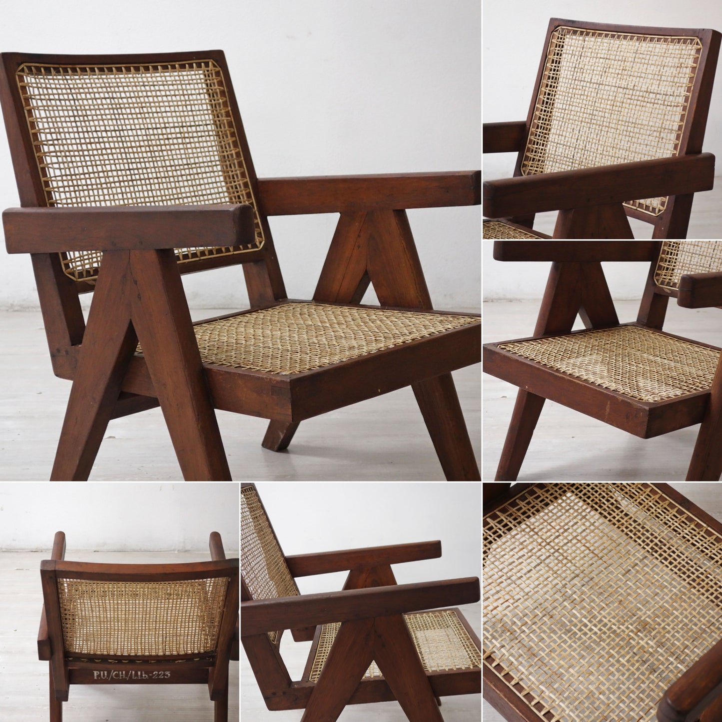 ピエール・ジャンヌレ Pierre Jeanneret イージーチェア Easy Chair チーク無垢材 チャンディーガル レター有 P.U./C.H./L.I.b.-223 1950s ビンテージ ●