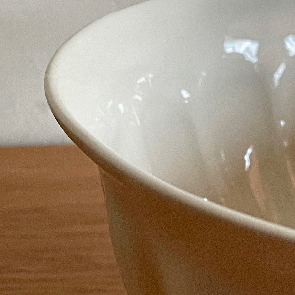 角田涼 クグロフボウル どんぶり 磁器 白磁 ハンドメイド Φ19㎝ 現代作家 未使用品 ■