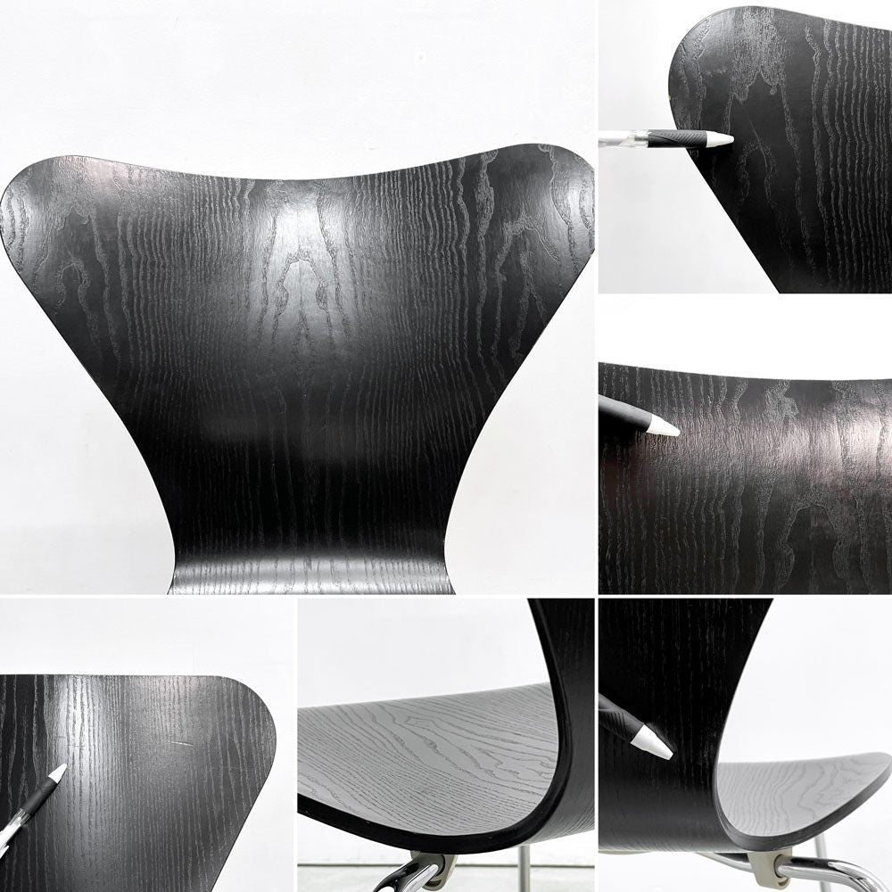 フリッツハンセン Fritz Hansen セブンチェア ダイニングチェア カラードアッシュ ブラック アルネ・ヤコブセン 北欧 デンマーク 定価￥76,780- A ●