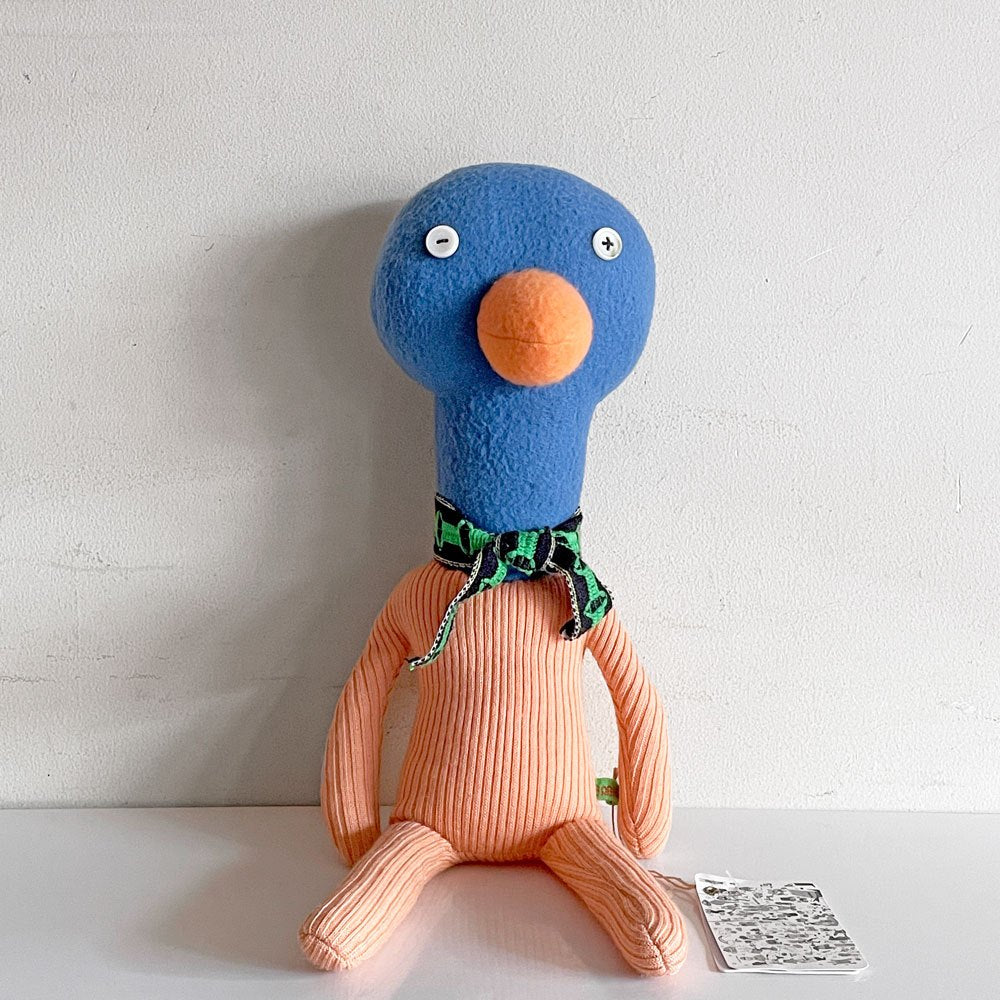 ボビーダズラー BOBBY DAZZLER 鳥のぬいぐるみ ブルー×オレンジ ハンドメイドドール 人形 H46.5cm イギリス ■