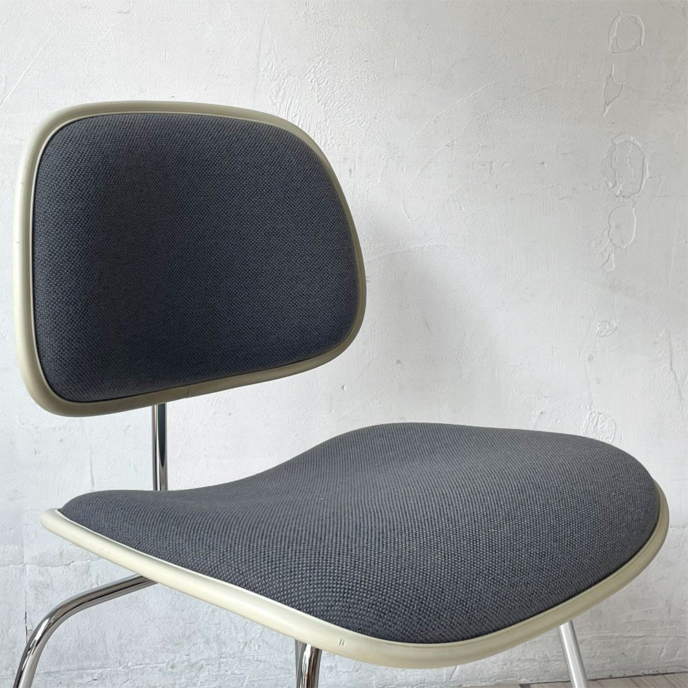 ハーマンミラー Herman Miller ツーピースプラスチックチェア Two Piece Plastic Chair DCM ホワイト グレー ファブリック張替済 ビンテージ イームズ 希少 ★
