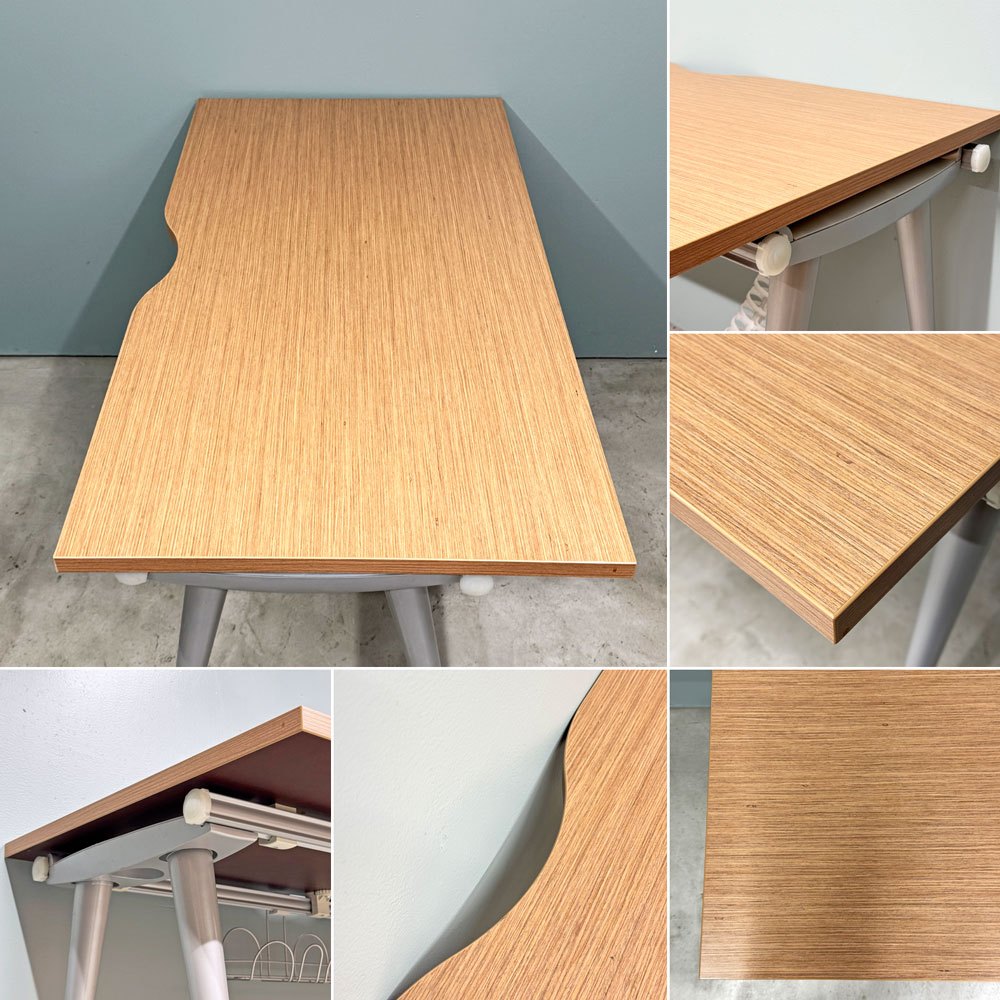ハーマンミラー Herman Miller アバックエンバイロメンツ ABAK ミーティングテーブル デスク W140cm ウッドカラー ケーブルスパイン付き ティム・ウォレス ◎