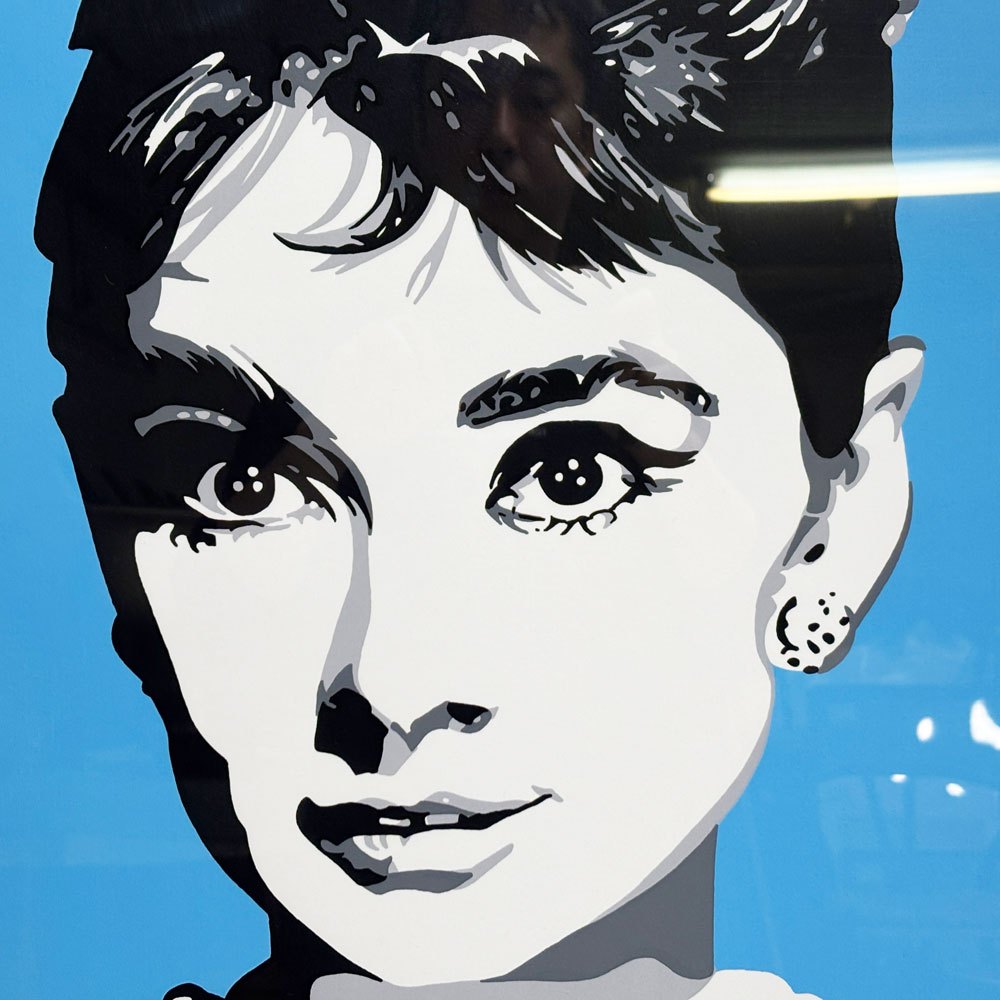 コンラッドリーチ CONRAD LEACH オードリー・ヘップバーン Audrey Hepburn シルクスクリーン アートフレーム ポスター ポップアート 12/30 希少 40×81cm(スクリーンサイズ) 額装品 ブルー ●
