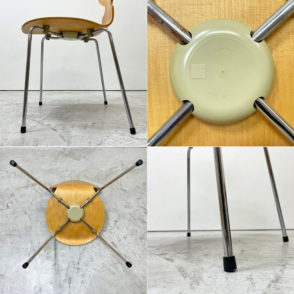 フリッツハンセン Fritz Hansen アントチェア 4本脚 ナチュラルビーチ ラッカー アルネ・ヤコブセン 北欧家具 H ●