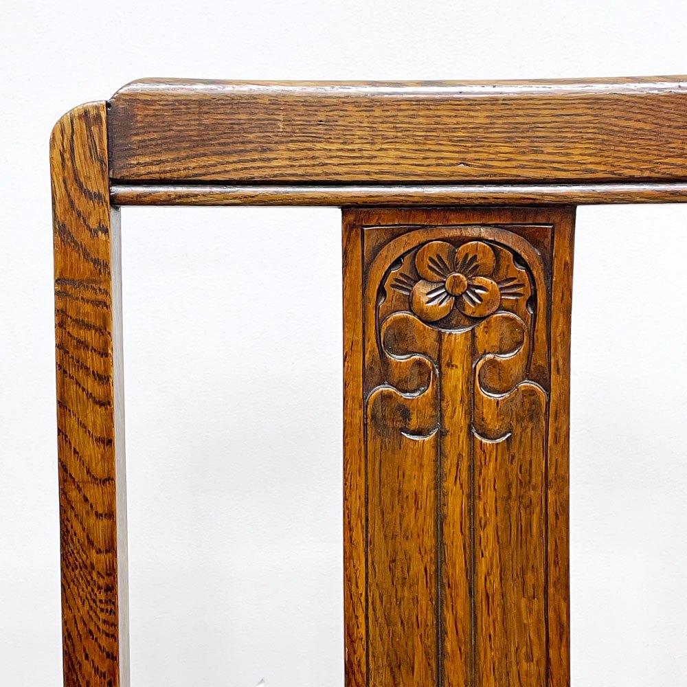 UKビンテージ vintage オーク材 ダイニングチェア バルボスレッグ PVCレザー 英国家具 アンティーク A ●