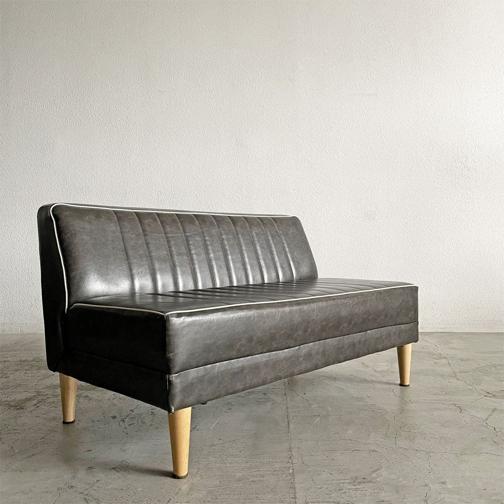 吉桂 Yoshikei ルソー RUSO LDソファ ベンチ PVCレザー ラバーウッド材 W123cm ビンテージスタイル 定価￥67,100- 〓