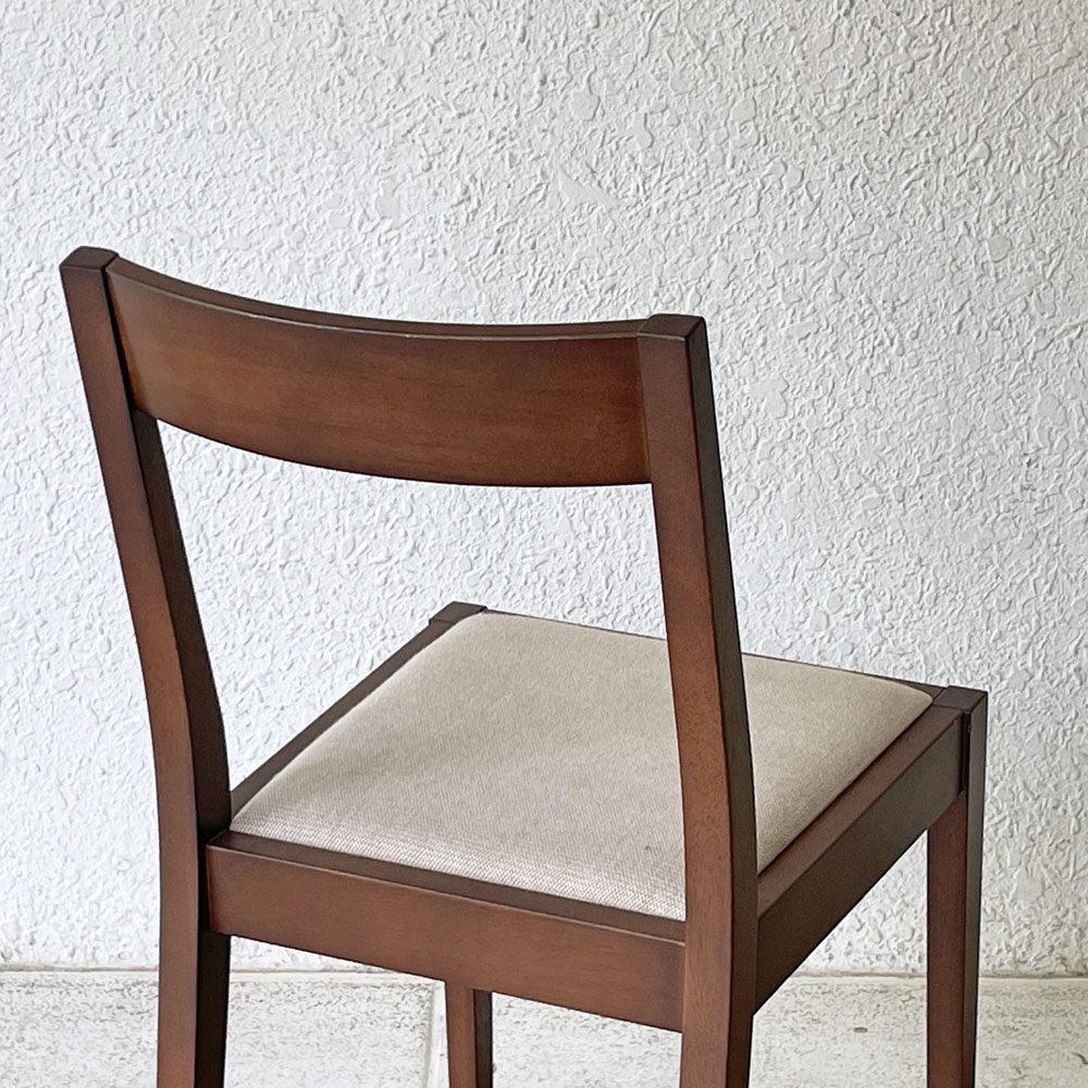 無印良品 MUJI 木製チェア ダイニングチェア ファブリックシート ラバーウッド ブラウン 定価￥9,900 ◇