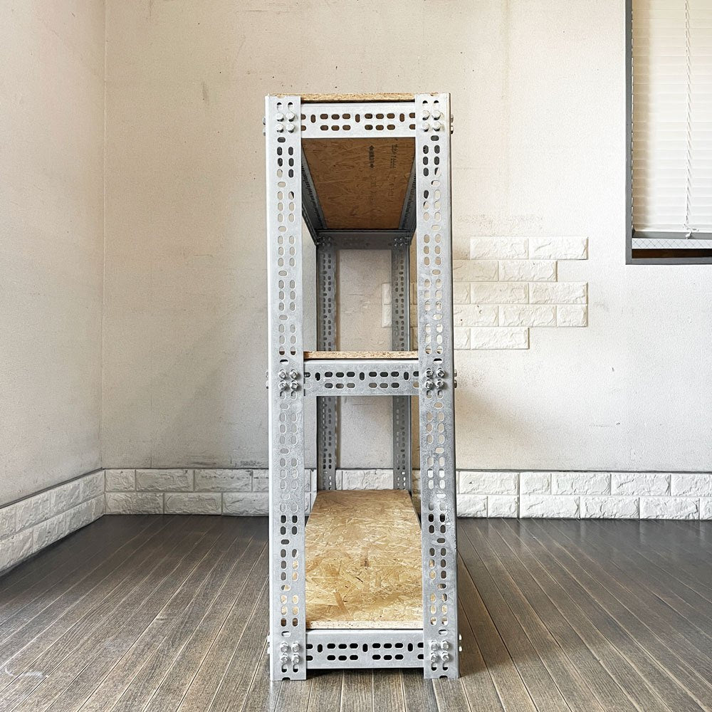 リオン LYON アングルシェルフ SLOTTED ANGLE SHELF 3段 オープンシェルフ W122cm セミオーダーサイズ インダストリアル 工業系 P.F.S.取扱 ◎