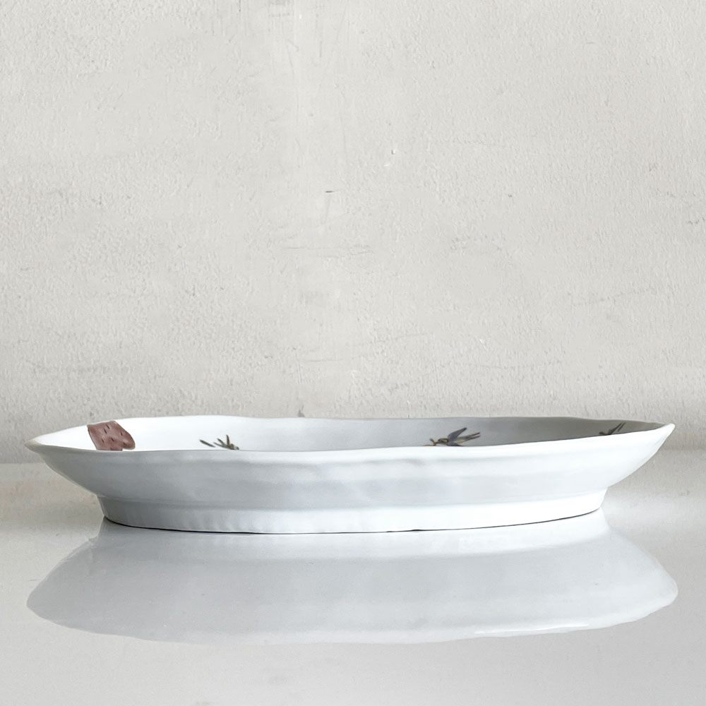 川合孝知 楕円皿 平皿 プレート 九谷焼 陶器 ヒビあり Φ23cm 現代作家 ■