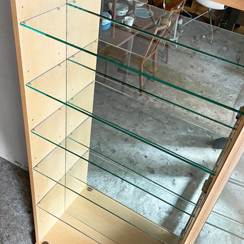 府中家具 キュリオケース ディスプレイケース コレクションケース 6段 ガラス 木製 棚板高さ調節可能 コンセント使用不可 ナチュラル モダン ■
