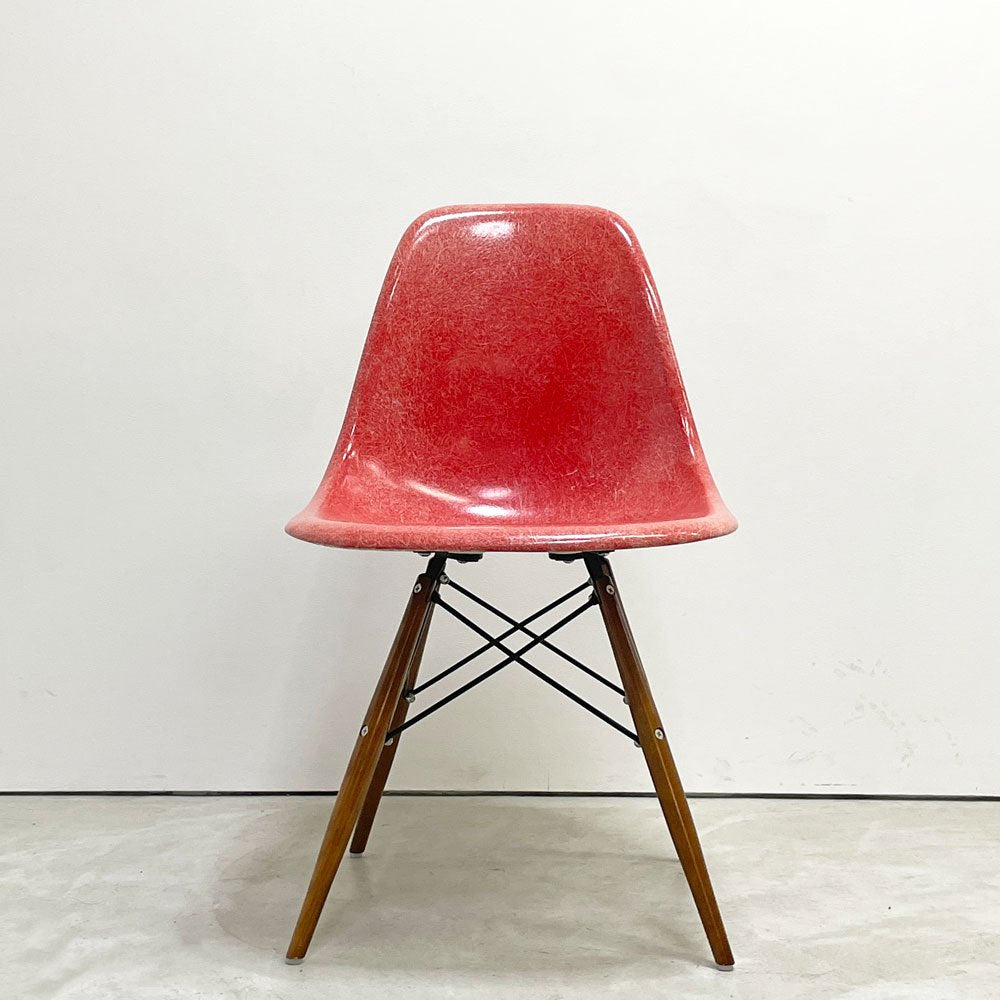 ハーマンミラー Herman Miller イームズ ビンテージ サイドシェルチェア 2nd 希少 クリムゾンレッド ドゥエルレッグベース リプロダクト脚 ミッドセンチュリー ●