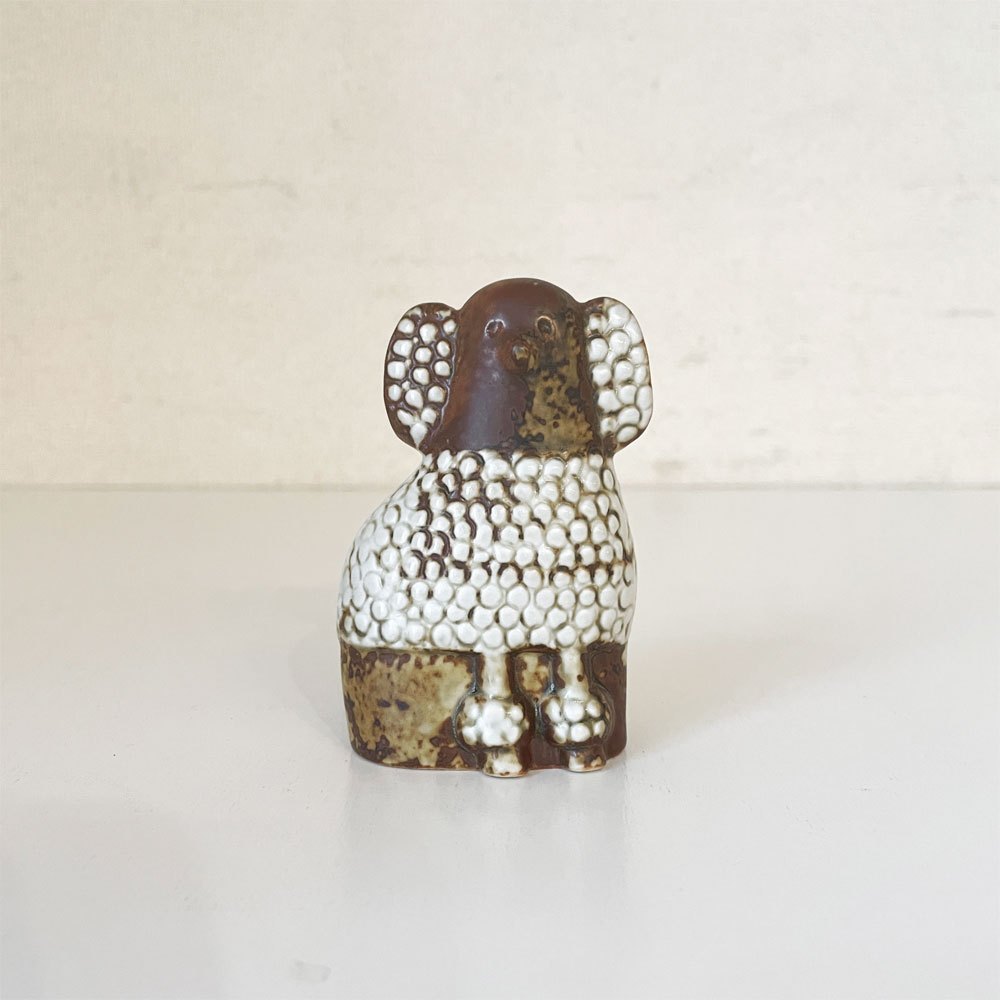 グスタフスベリ Gustavsberg ケンネル Kennel ツインプードル Tvilling Pudlar 右向き H6.5cm 陶製フィギュリン リサ・ラーソン スウェーデン 北欧ビンテージ ◎