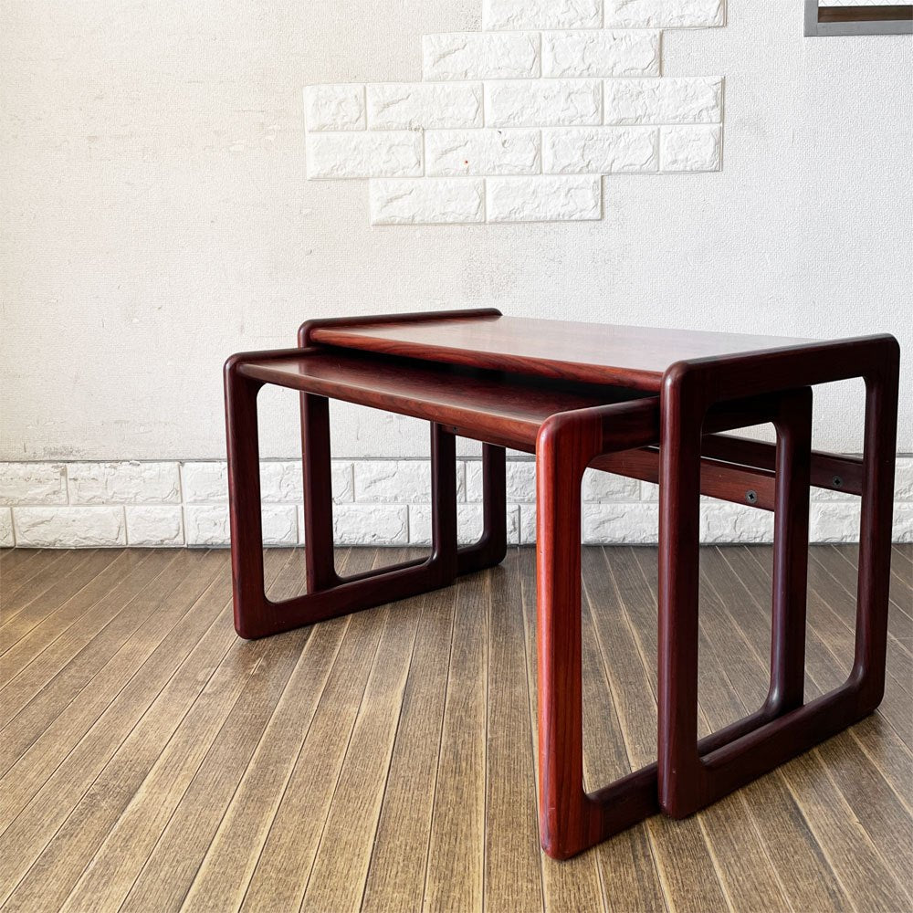 ジャパンビンテージ Japan Vintage ローズウッド材 ネストテーブル サイドテーブル 2連 W70/65cm 北欧スタイル ◎