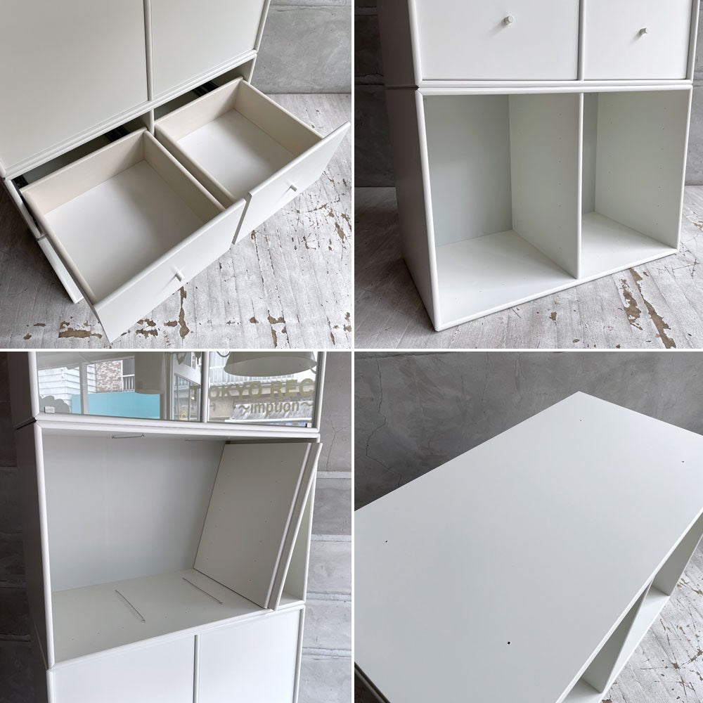 モンタナ MONTANA システムシェルフユニット SYSTEM SHELF UNIT ホワイト 5ユニット キャビネット 木製扉+ガラス扉+ドロワー+シェルフ2種 デンマーク ♪