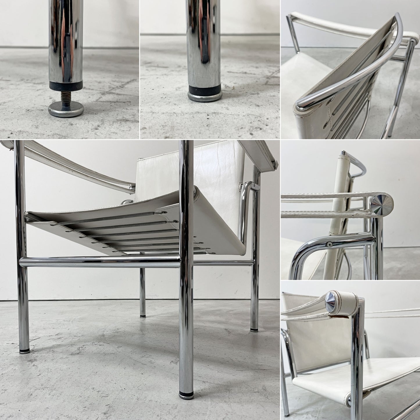 ル・コルビュジェ Le Corbusier LC1 スリングチェア ホワイトレザー 名作家具 リプロダクト品 ●