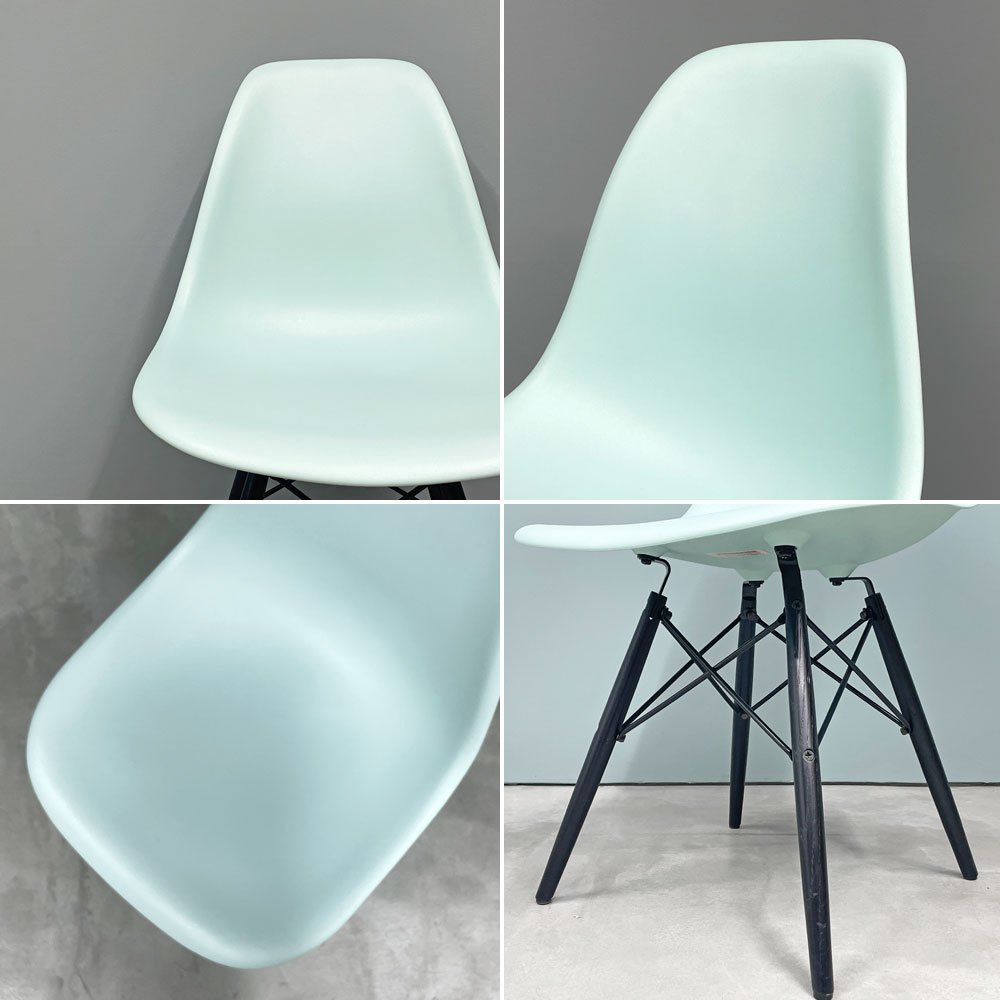 ハーマンミラー HermanMiller サイドシェルチェア ドゥエルレッグ DSW アクアスカイ × エボニー ポリプロピレン製 イームズ ミッドセンチュリー A ◎