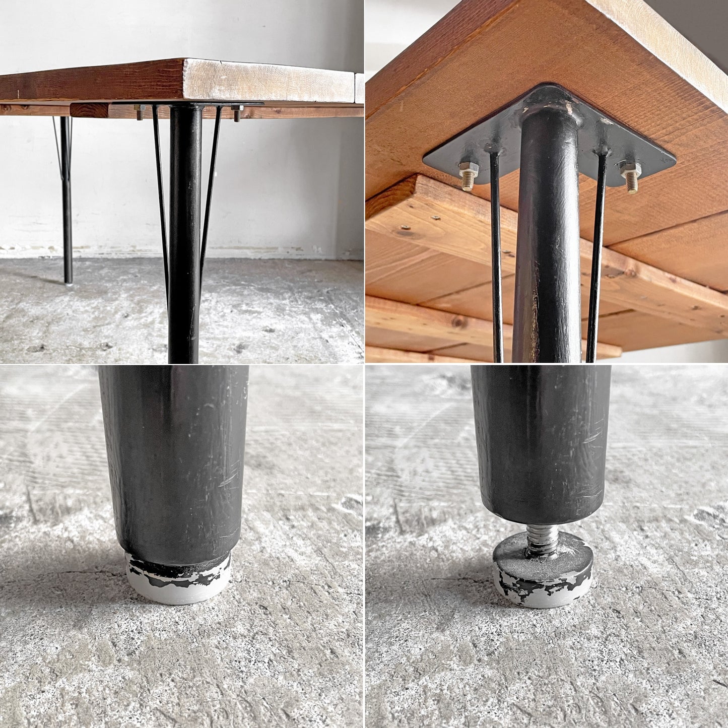 インダストリアル Industrial Design ダイニングテーブル 無垢材天板×スチールレッグ 幅150cm 工業系 店舗什器 ■