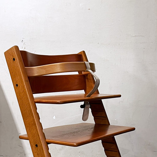 ストッケ STOKKE トリップトラップ TRIPP TRAPP ベビーチェア キッズチェア S/N無し 木製ガード レザーベルト ノルウェー 北欧家具 ■