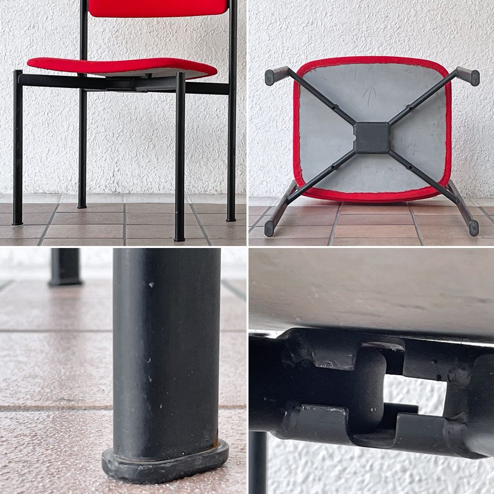 アスコ ASKO キキチェア KIKI CHAIR ダイニングチェア スチール ファブリック レッド イルマリ・タピオヴァーラ フィンランド 北欧家具 ビンテージ ◇