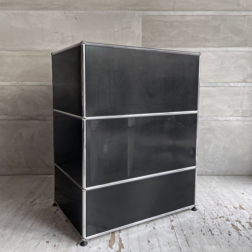USMハラー USM Haller モジュラーファニチャー カウンターデスク ショップカウンター キャビネット オープンシェルフ グラファイトブラック アジャスター スイス 店舗什器 ♪
