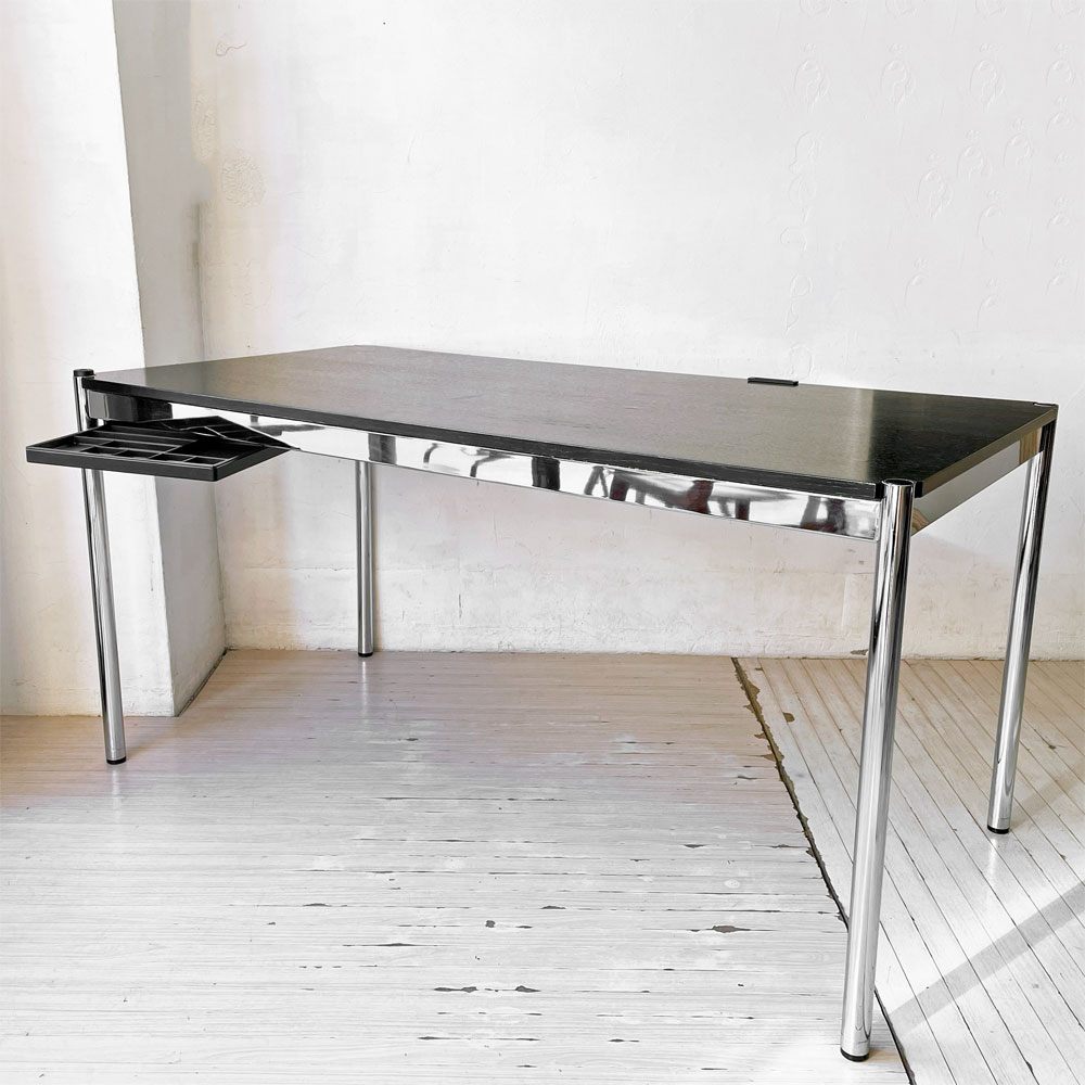 ユーエスエムハラー USMハラー USM Haller モジュラーファニチャー ハラーテーブル ワークデスク W150cm オーク材 ブラック ペントレー＆トロメオ用パーツ付き 高さ調整リング付き+H2cm ★
