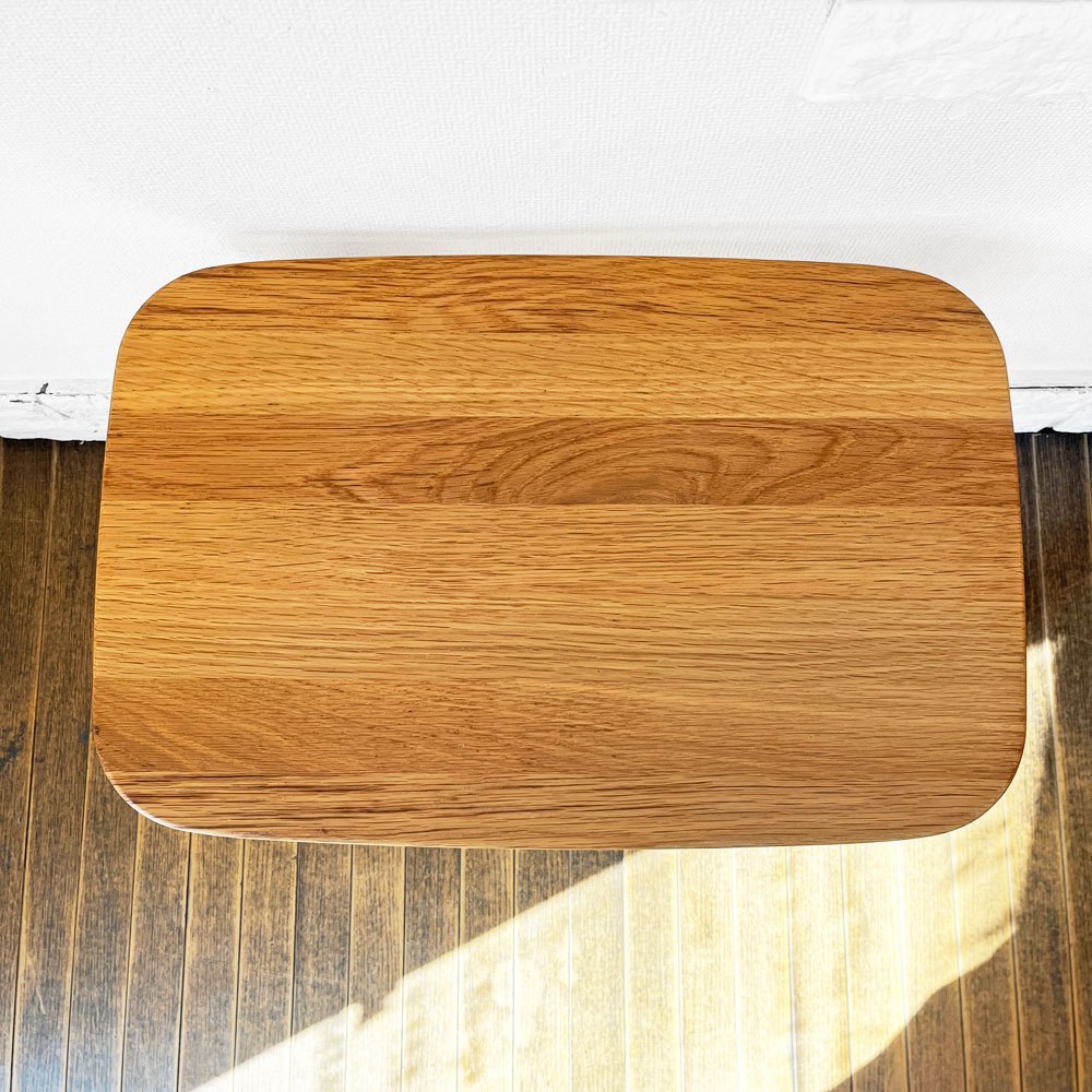 無印良品 MUJI オーク材 スツール サイドテーブル 丸脚 W52.5cm ナチュラルデザイン参考定価29,000円 ◎