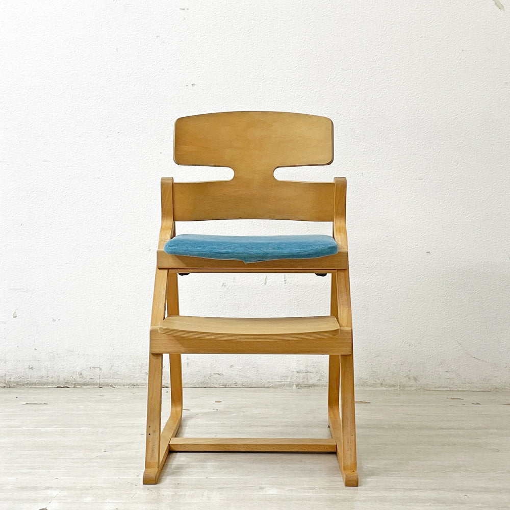 豊橋木工 TOYOMOKU アップライトチェア UPRIGHT CHAIR ナチュラル × ライトブルー ベビーチェア キッズチェア ●