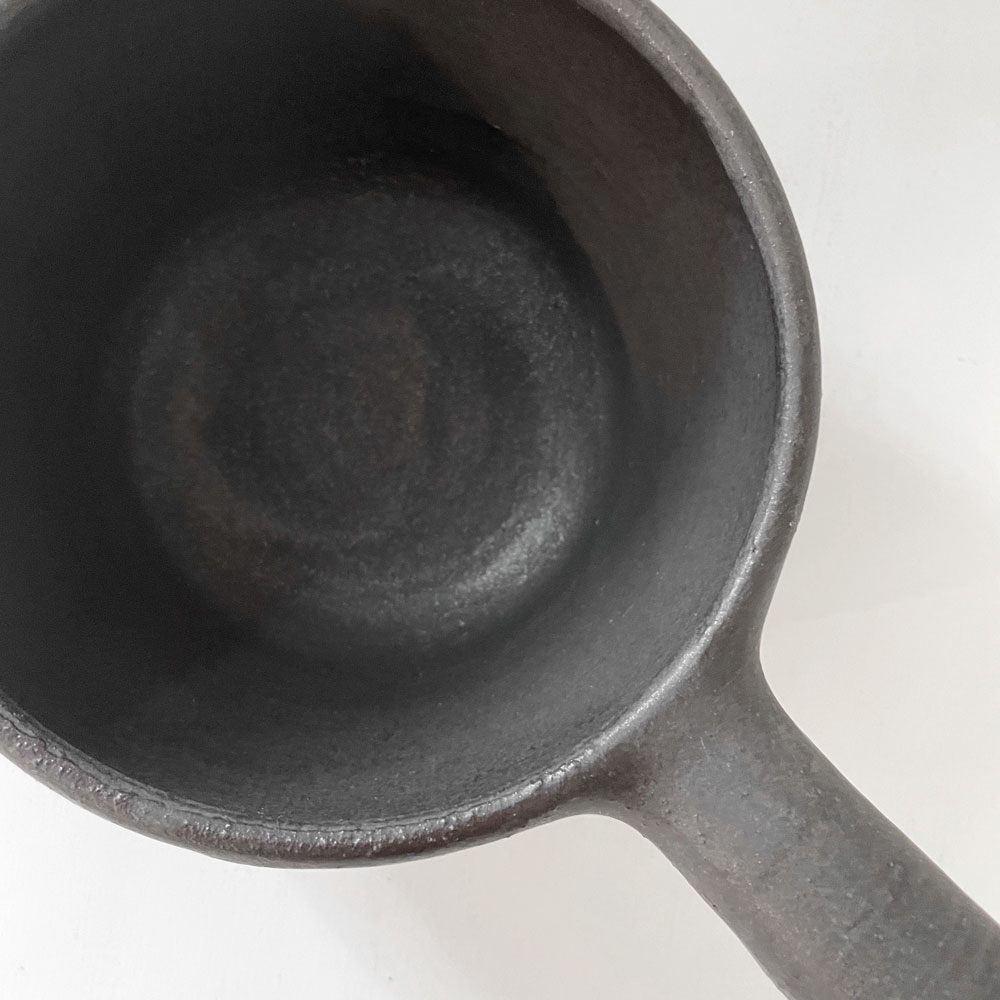 正島克哉 Katsuya Shoujima 片手土鍋 黒 小 全幅19.5cm 直火可 工房正島 現代作家 B ◎