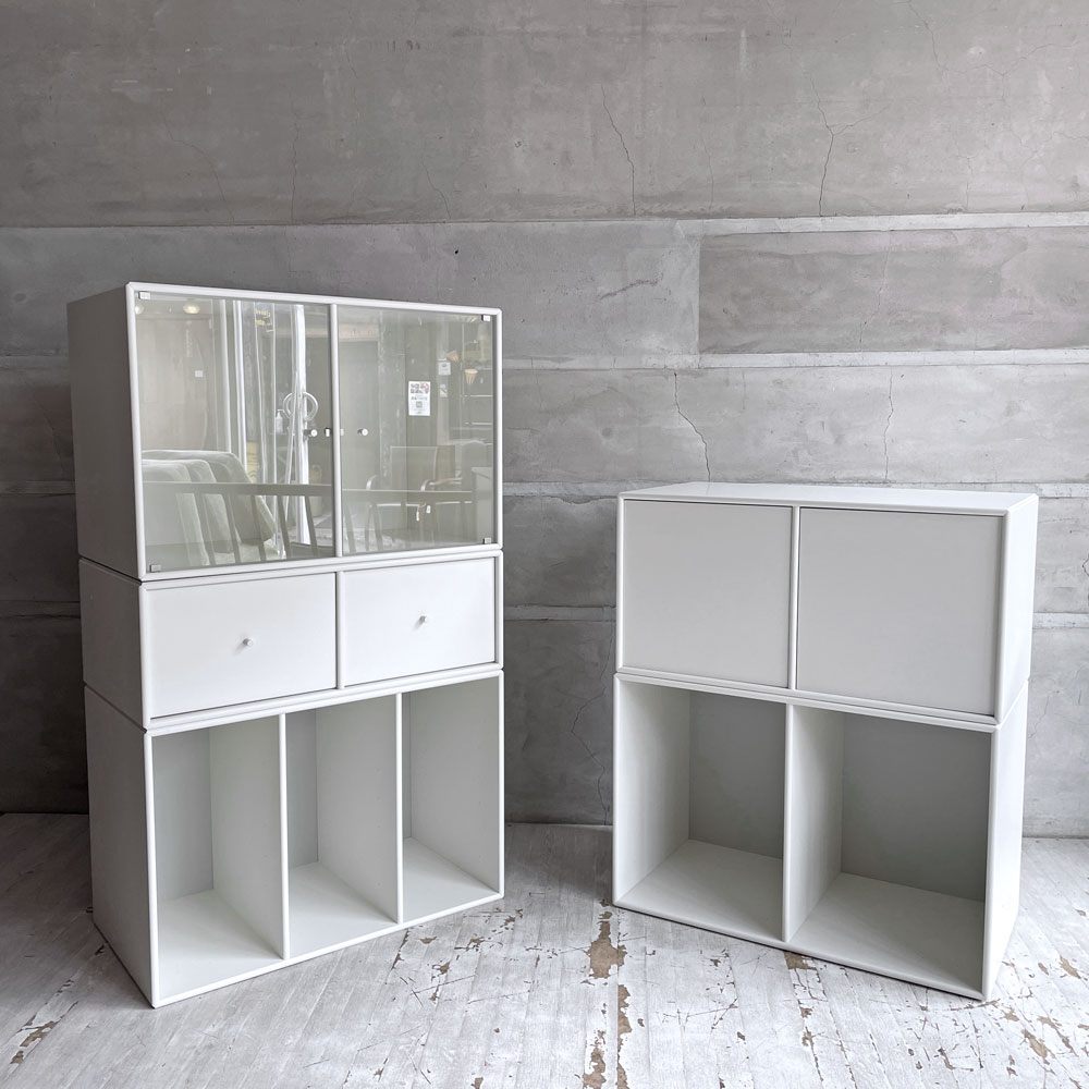 モンタナ MONTANA システムシェルフユニット SYSTEM SHELF UNIT ホワイト 5ユニット キャビネット 木製扉+ガラス扉+ドロワー+シェルフ2種 デンマーク ♪