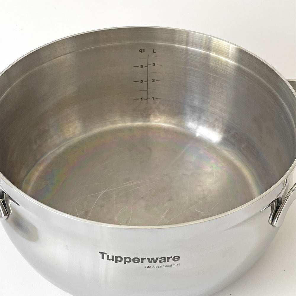 タッパーウェア Tupperware マストロクックウェア 深鍋 両手鍋 24cm 5L ステンレス多層構造 ガラス蓋付 炊飯から煮込みなど ★