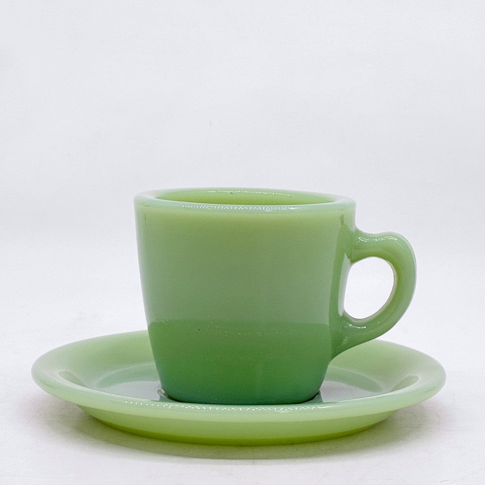 ファイヤーキング Fire King レストランウェアシリーズ ジェダイ Jade-ite ストレート カップ＆ソーサー Straight Cup&Saucer ミルクガラス USビンテージ アンカーホッキング A ●