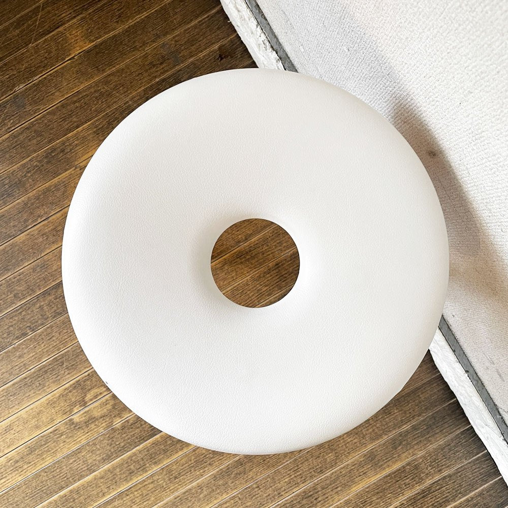 天童木工 Tendo リングスツール Ring Stool ビニールレザーシート オールマイティホワイト メープル材 加藤徳吉 定価￥39,600- ◎