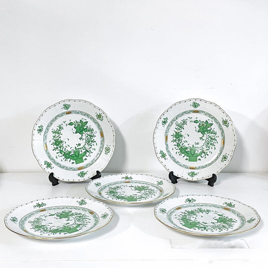 ヘレンド HEREND HVNGARY インドの華 プレート 5枚セット Φ25cm ハンドペイント 白磁食器 ハンガリー A ●
