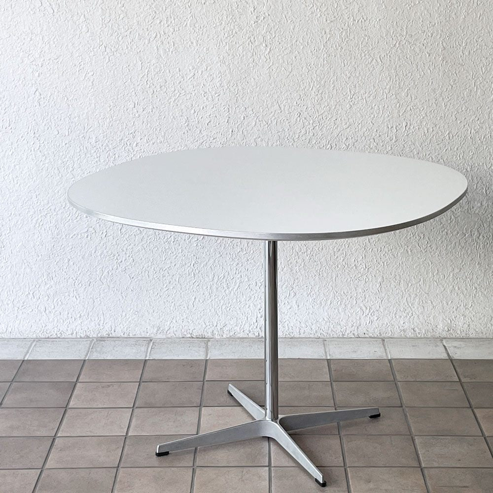 フリッツハンセン Fritz Hansen スーパー円テーブル A603 ダイニングテーブル Aテーブル W100cm ホワイト アルネ・ヤコブセン ブルーノ・マットソン ピート・ハイン 北欧家具 ◇