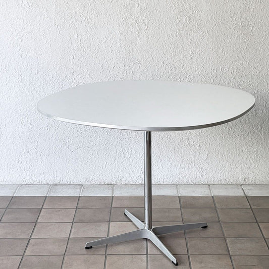 フリッツハンセン Fritz Hansen スーパー円テーブル A603 ダイニングテーブル Aテーブル W100cm ホワイト アルネ・ヤコブセン ブルーノ・マットソン ピート・ハイン 北欧家具 ◇