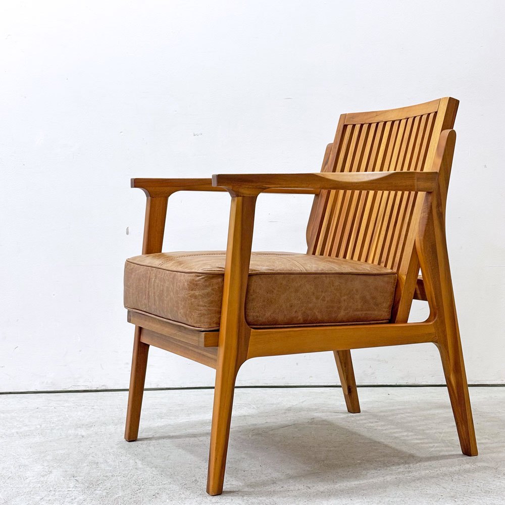 ダブルティー WTW アペルト チェア APERTO CHAIR NT アームチェア ラウンジチェア 1Pソファ レザー ブラウン  西海岸 ウエストコースト ●