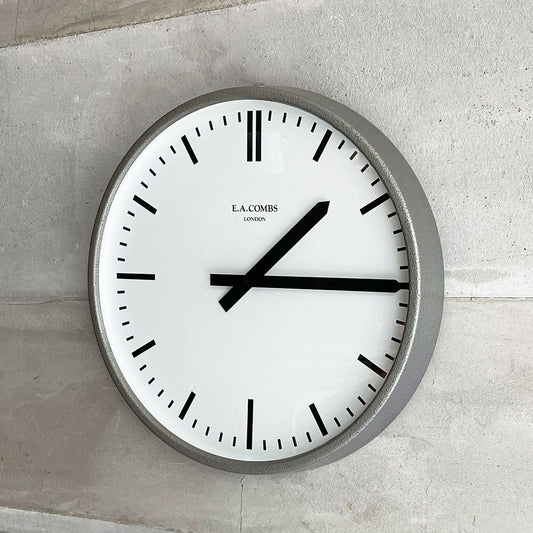 パシフィックファニチャーサービス PACIFIC FURNITURE SERVICE ウォールクロック E.A.COMBS 壁掛け時計 スチール製 シルバー インダストリアル ♪