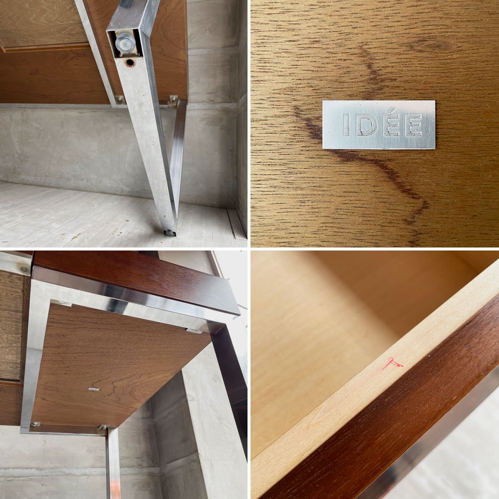 イデー IDEE アティーノ ATINO デスク ダイニングテーブル ワークテーブル ウォールナット材 スチール 抽斗2杯 W180cm モダンデザイン 廃番希少♪