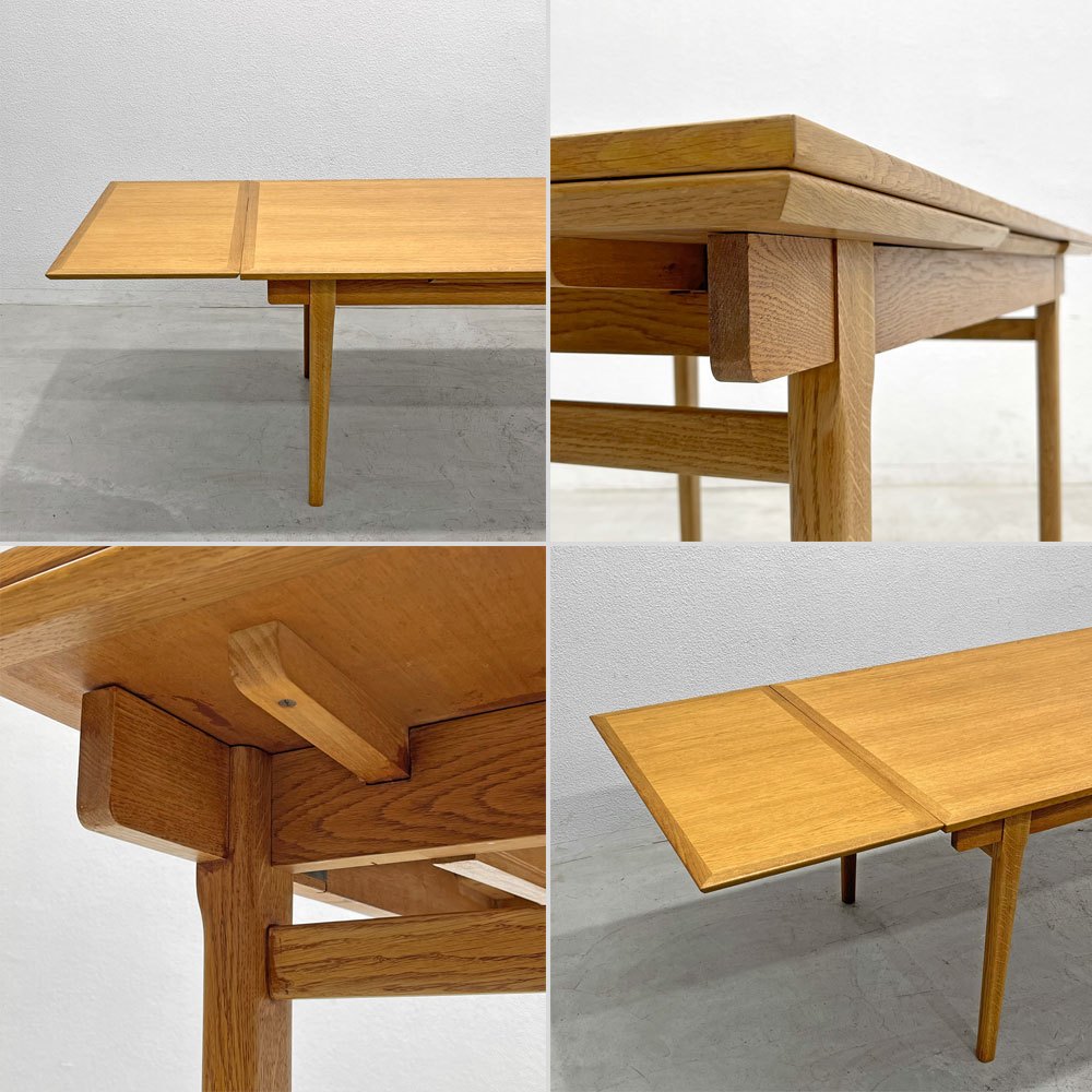 デンマークビンテージ Danish Vintage エクステンションダイニングテーブル オーク材 伸長式 ドローリーフ型 北欧家具 〓