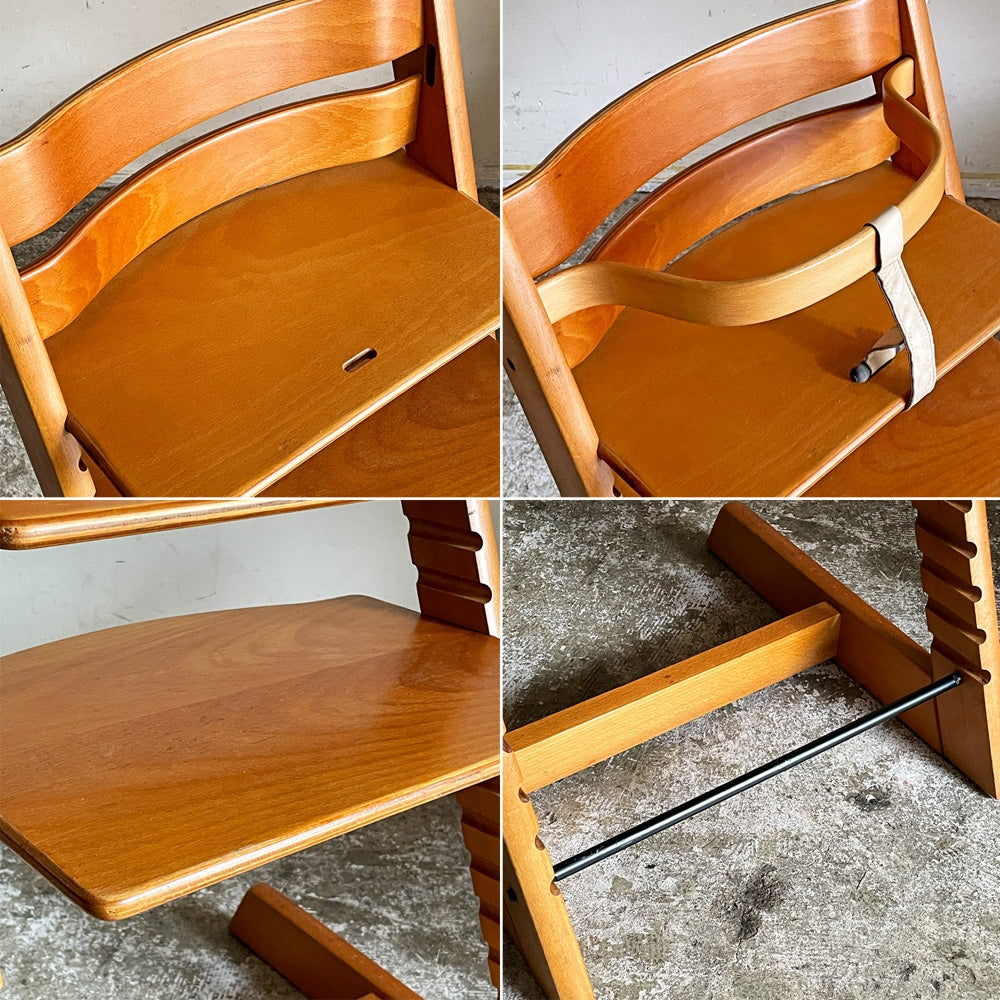 ストッケ STOKKE トリップトラップ TRIPP TRAPP ベビーチェア キッズチェア S/N無し 木製ガード レザーベルト ノルウェー 北欧家具 ■